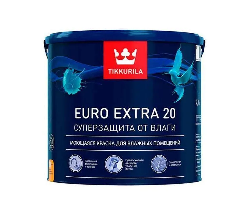 Краска для влажных помещений EURO EXTRA 20 A п/мат 9 л