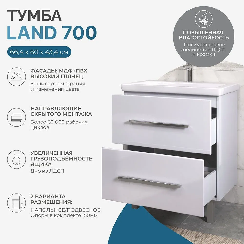 Тумба под раковину  Land  700-0-2 (COMO)