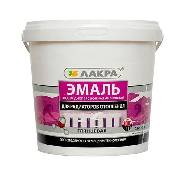 Эмаль акрил. для радиаторов отопления,бел.глян.0,9 кг, Лакра