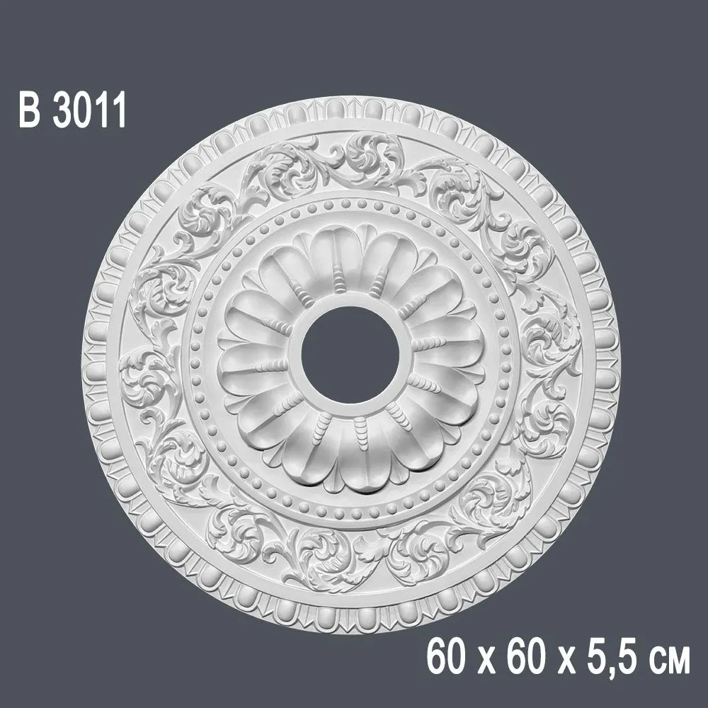 Дeкор. розетка B3011  60х60х5,5cm (вн диаметр 9,2см)(15)