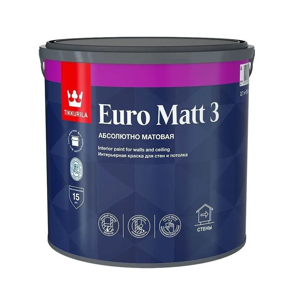 EURO MAT 3 "A"  2,5л Интерьерная краска для стен и потолка глубокоматовая 710027877