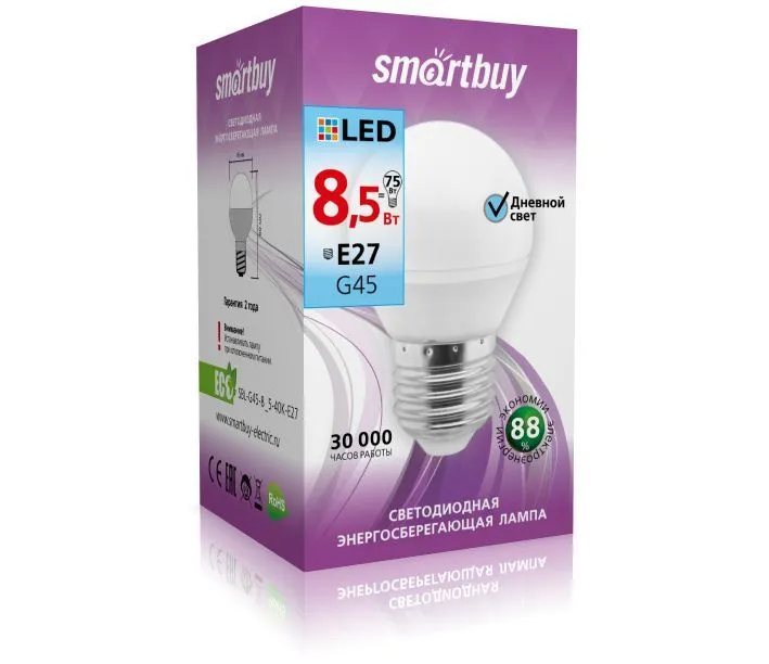 Светодиодная LED лампа Smartbuy-G45-8.5W/4000/Е27 SBL-G45-8_5-4 4690626039971