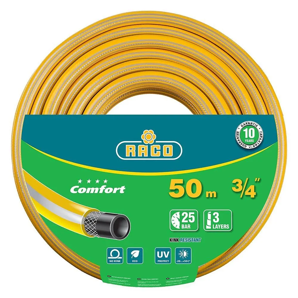 40303-3/4-50 Шланг RACO COMFORT 3/4*50м поливочный 25 атм армированный 3-х слойный 