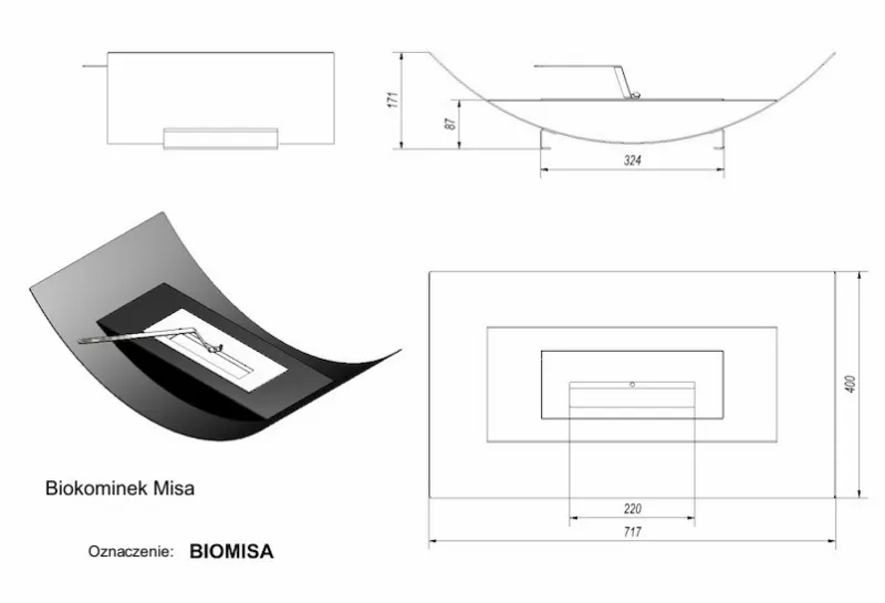 БиоКамин MISA 71*40cm чёрный