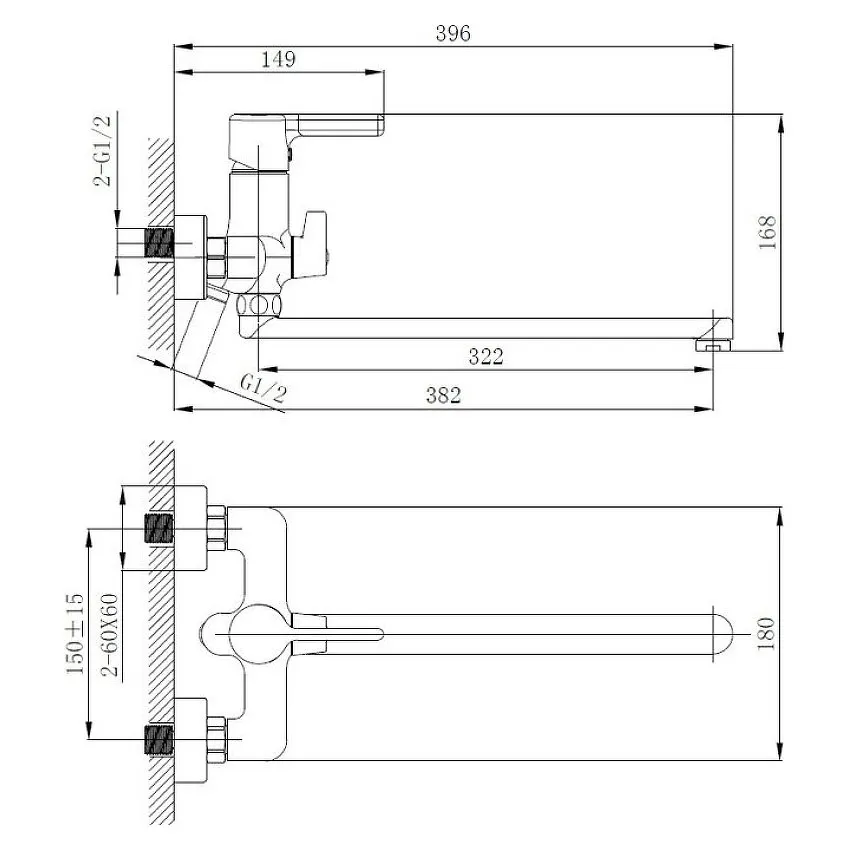 235 719 Смеситель для ванны HAIBA HB22814 хром