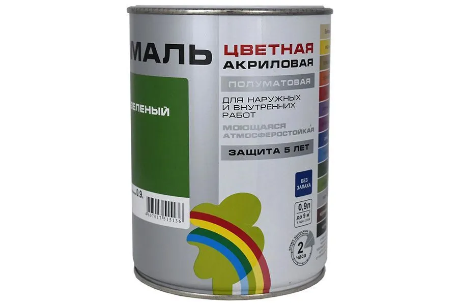 Эмаль Colors  Радуга-220 акриловая  цвет зеленый 0,9 кг.