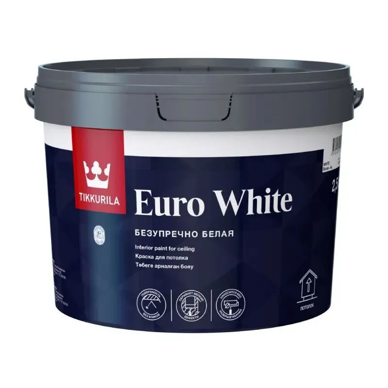 EURO WHITE 2,5л Краска для потолка белая глубокоматовая