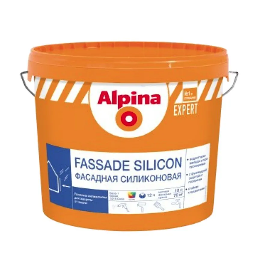 Краска водно-дисперсионная акриловая ALPINA EXPERT Fassade Silicon База 1, белая 10л