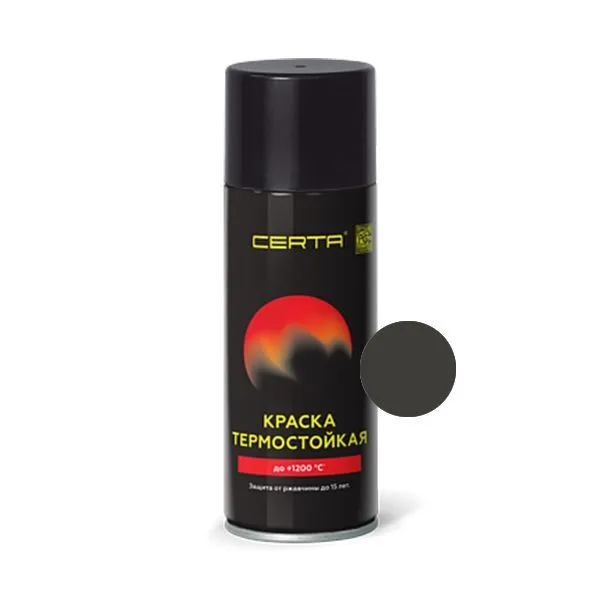 "CERTA" эмаль термост. антикор. черный (RAL 9004) до 800°С (аэрозоль)