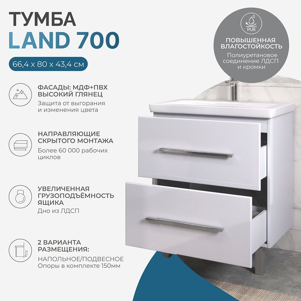 Тумба под раковину  Land  700-0-2 (COMO)