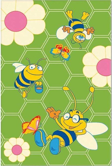 Ковер Aquarelle KIDS 0,82х1,60 3898 1 44944 Зеленый - Пчелки
