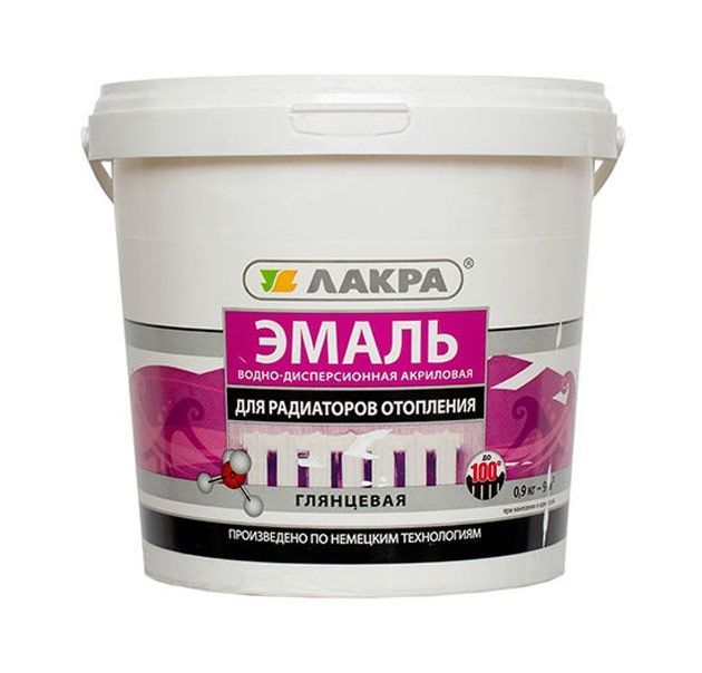 Эмаль акрил. для радиаторов отопления,бел.глян.0,9 кг, Лакра