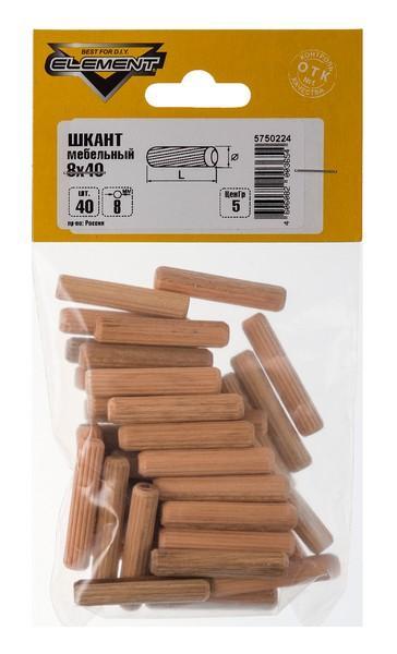 Шкант мебельный 8х40мм (40 шт) "Element" 21570
