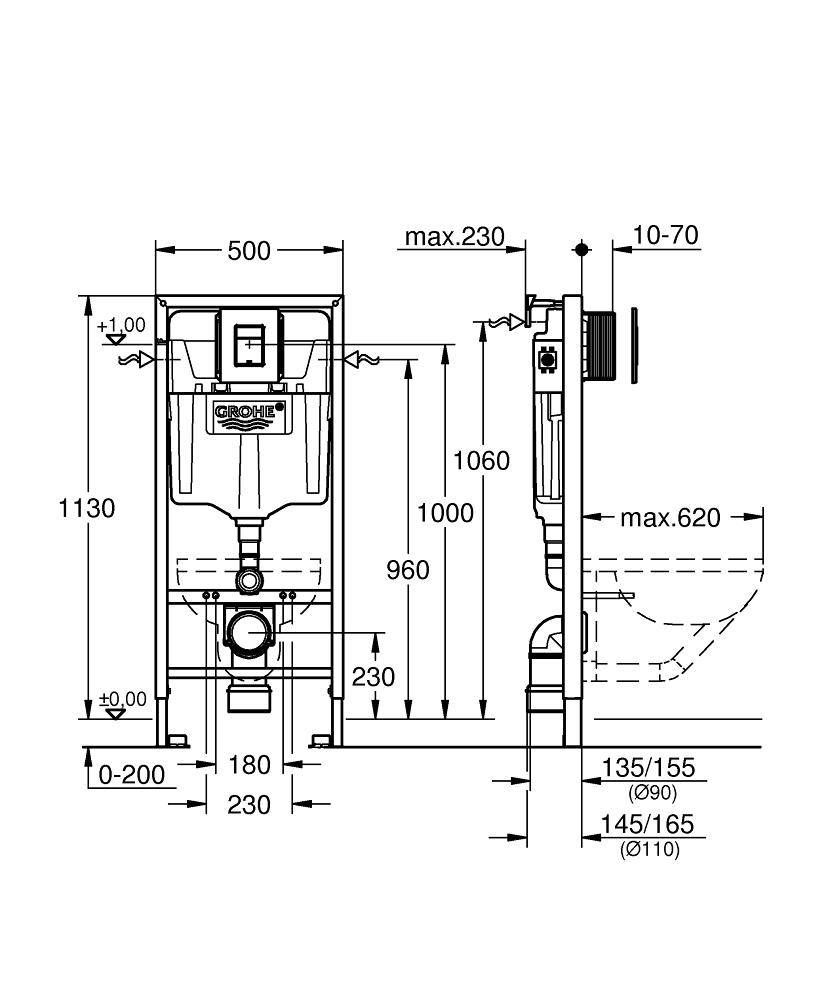 *** 210 604 Инсталляция Grohe SOLIDO для подвесного унитаза 38811000