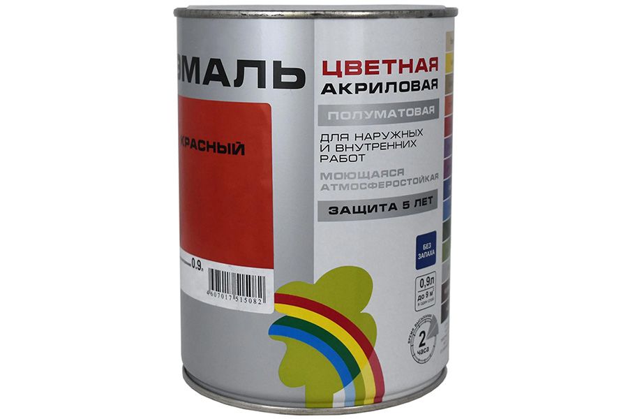 Эмаль Colors Радуга-220 акриловая цвет красный 0,9 кг.