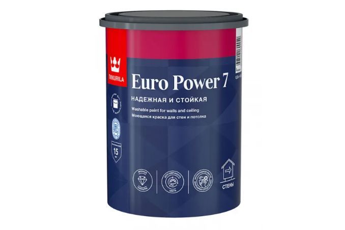 Тиккурила "Euro POWER 7А" 0,9 л краска интерьер. стойкая к мытью мат.