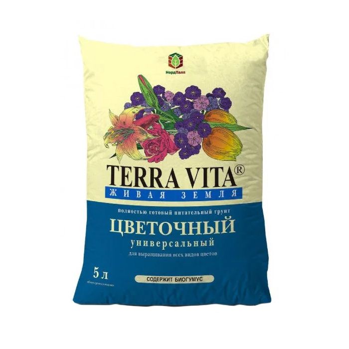 Грунт "Живая земля" цветочный 5 л TERRA VITA