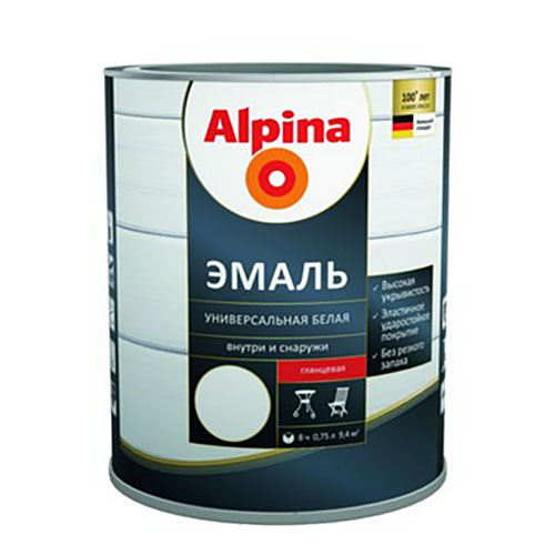 Эмаль алкидная Alpina Белая универсальная шелковисто-матовая 750мл/0,945кг