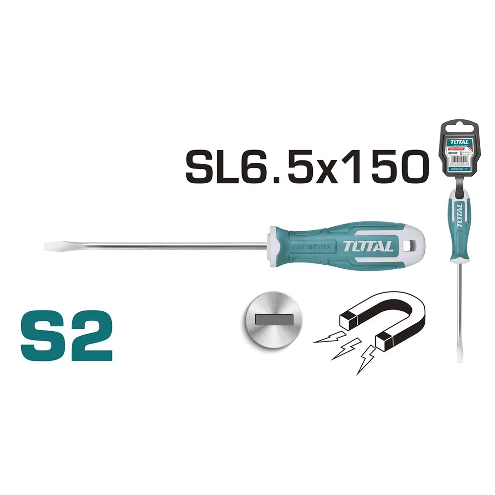 Отвертка S2, SL6,5 длина 150mm, диаметр 6.0мм THT266150 "TOTAL"