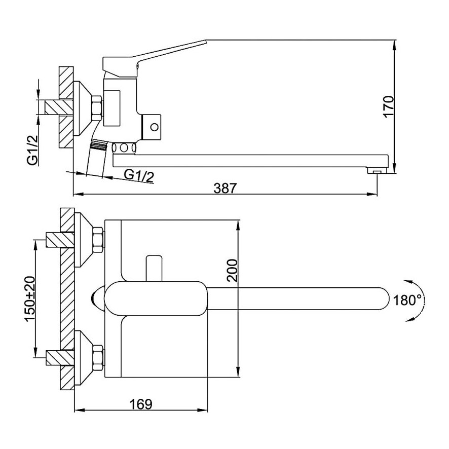 F2261 Смеситель для ванны Frap
