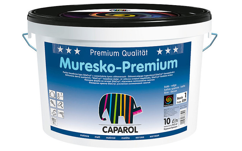 Краска акрил. в/д Caparol Muresko-Premium (Капарол Муреско-Премиум) База 1, 10л(259)