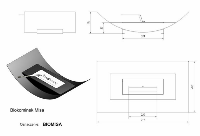 БиоКамин MISA 71*40cm чёрный