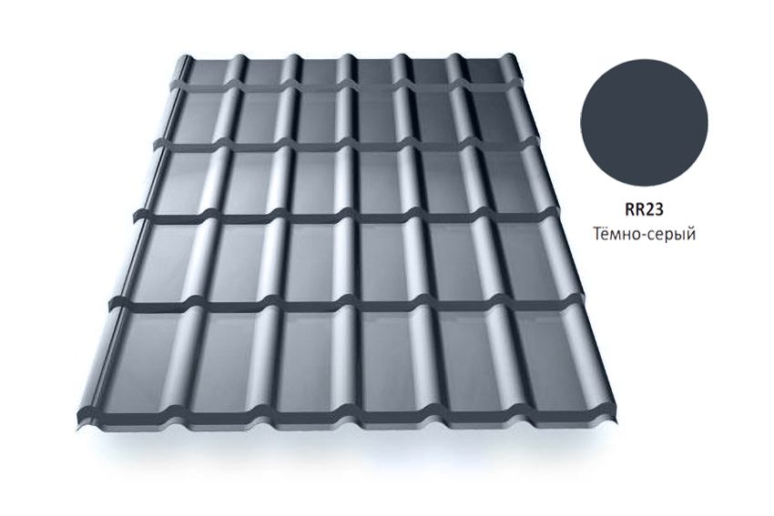 Металлочерепица Ruukki Decorrey Grand ROUGH MATT 1190x800x0.45mm (0,952м2) RR23/ГОРНЫЙ СЕРЫЙ